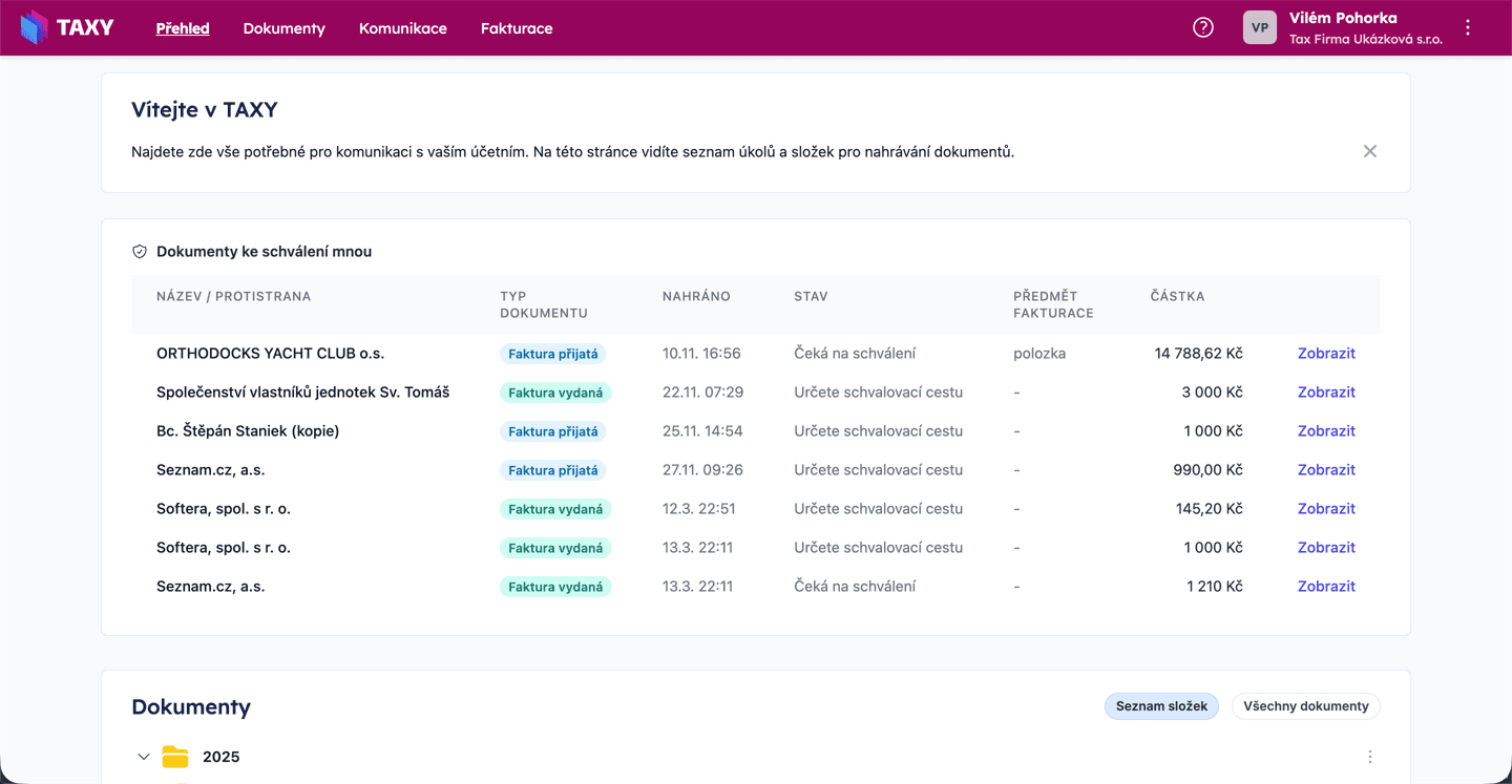 Dokumenty ke schválení mnou