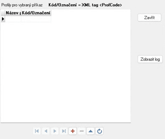MRP – profily pro vybraný příkaz, tlačítko plus pod seznamem