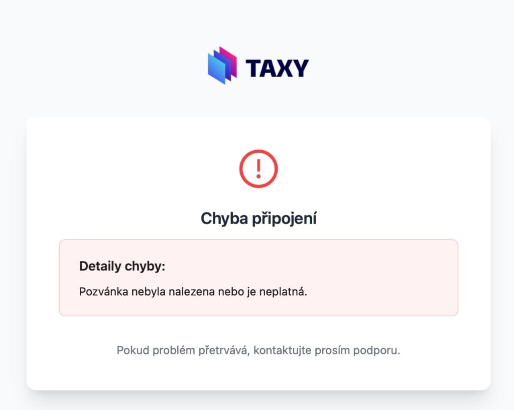 Chyba připojení – propojovací odkaz vypršel nebo je neplatný